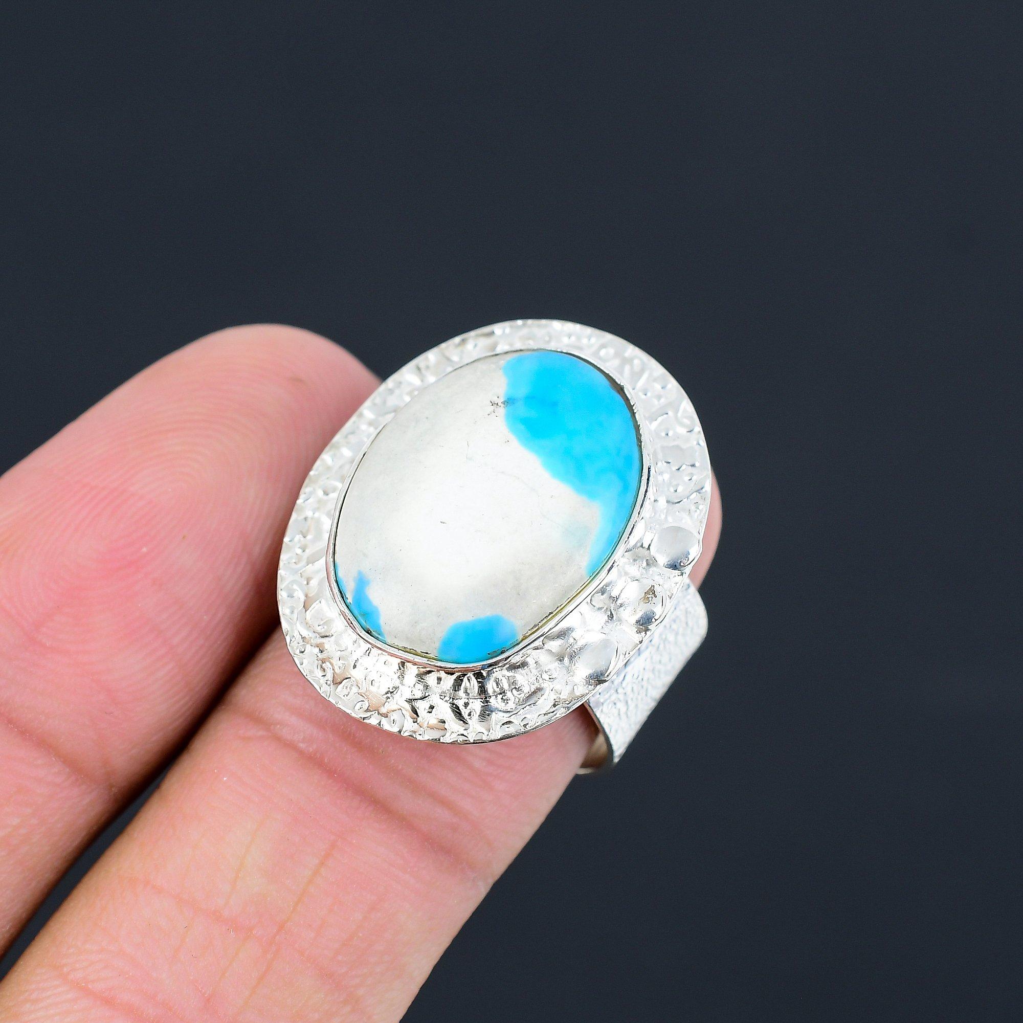 Daughters Day Sale Tibetan Turquoise Gemstone Ring 925 Sterling Silver US 8.5 8.5