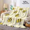 Yellow Stripe Cartoon Bee Flannel Blanket Warm Soft Halloween Christmas Decorative Couch Warm Cozy All-Season Gift
