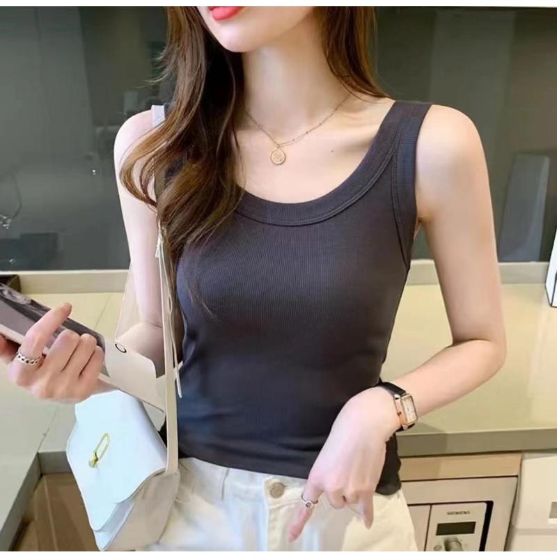 

Тонкая майка без рукавов с резьбой, предотвращающая скольжение, женская, летняя, весенняя, для ношения снаружи и внутри, майка 4XL темно серый