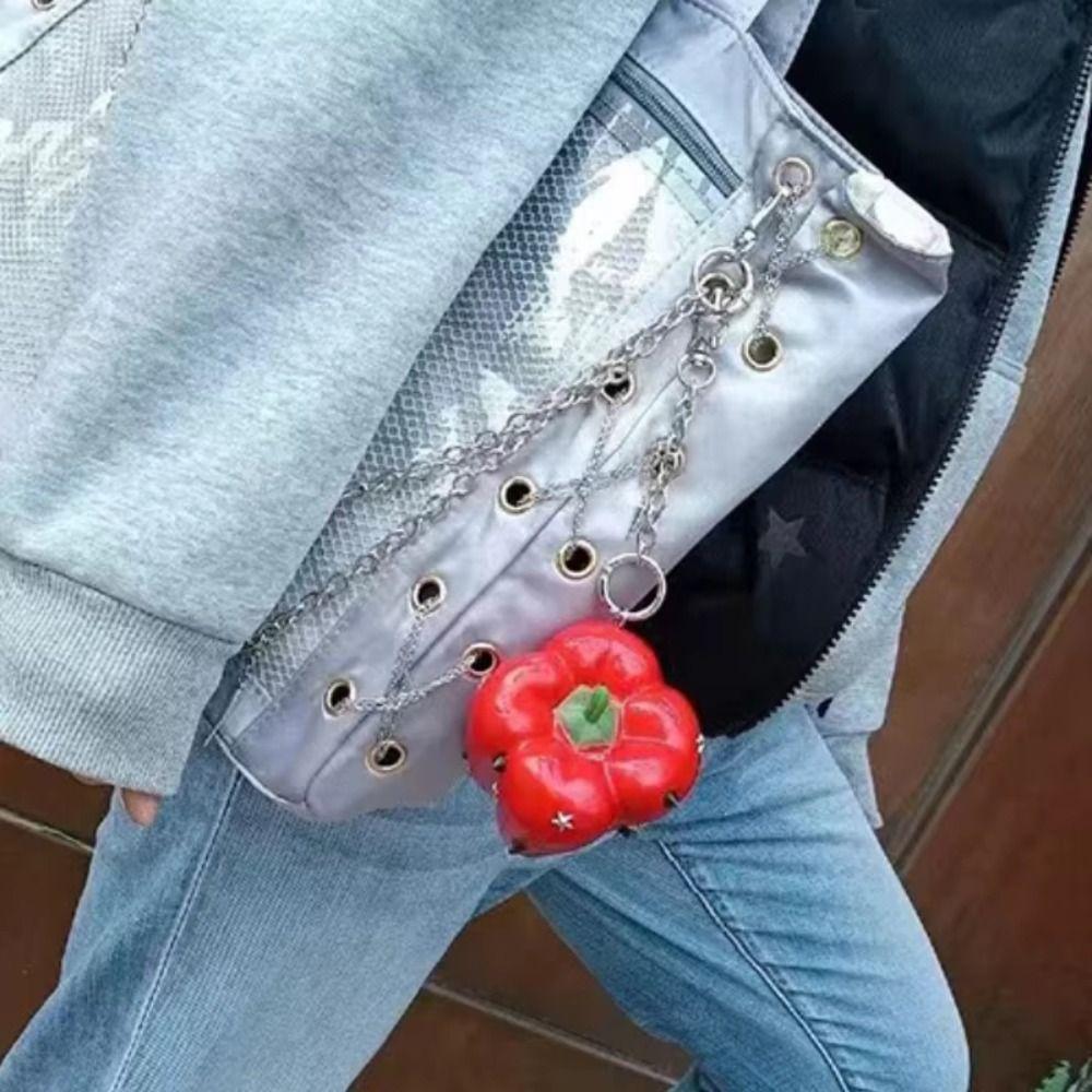 Lolita Simulation Fruit Keychain Y2K Pu Fruits Bag Pendant Star Rivet Bag Charm Key Ring