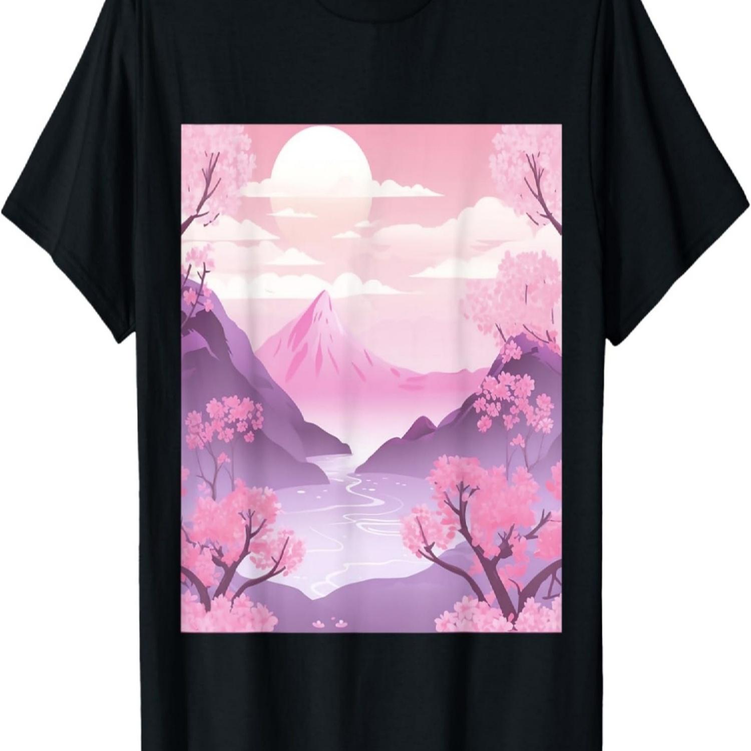 Soft Palette Heights Pastel Elegance with Cherry Blossoms T-Shirt S