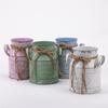 Vaso Vintage Secchiello per Fiori in Metallo Arredamento Rustico Vaso con Manico Vaso Francese