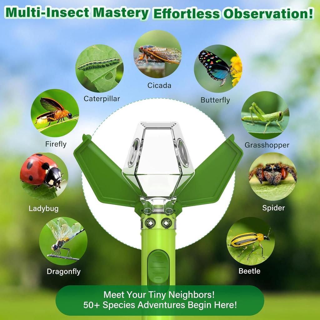 Bug Catcher for Kids, Insect Trap Kit with 6X Magnifier Glass - STEM Educational Exploration Tool for Indoor and Outdoor,Christmas Birthday Gifts Toys