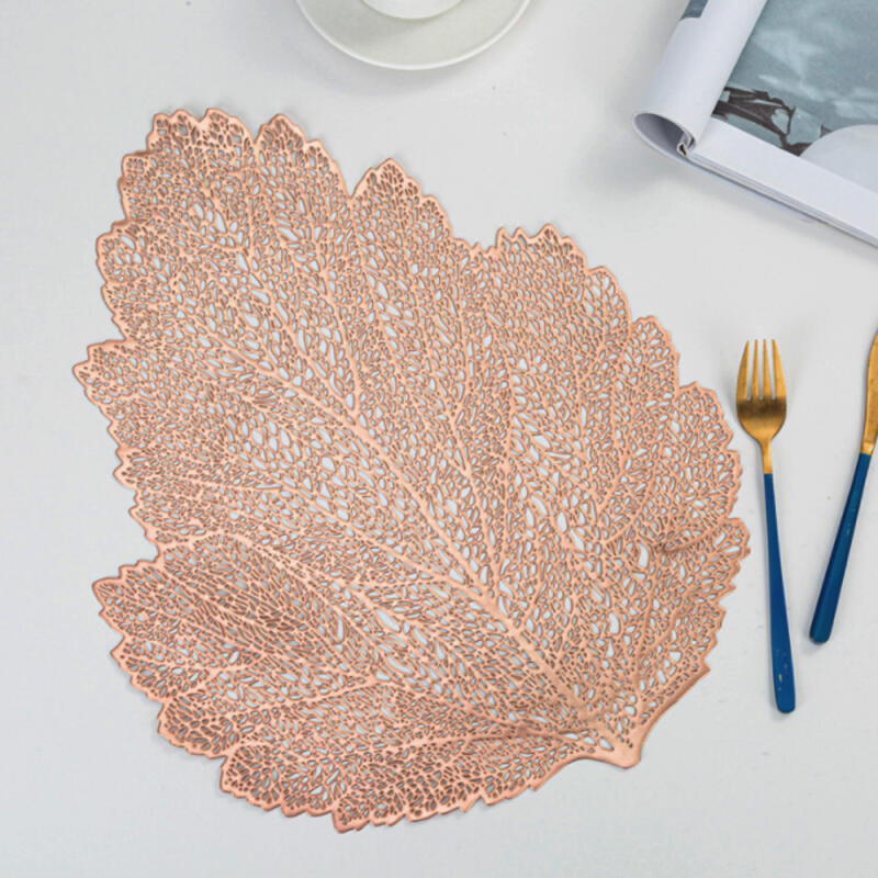 Table Deco Leaf Placemat 2p (Rose Gold)