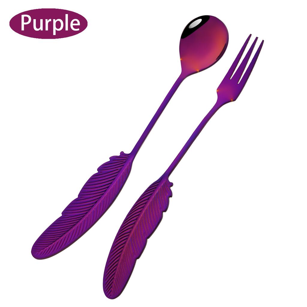 2Pcs Creative Fork Spoon Dinnerware Set 304 Stainless Steel Cutlery Cake Fruit Fork Coffee Ice Cream Stirring Spoon Kitchen Tool