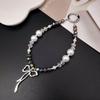 Elegant Butterfly Pearl Phone Chain, High-End Crystal Beaded Wrist Strap Keychain, Anti-Loss Hanging Decoration for Women