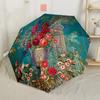 Spring Basket Of Flowers Compact Travel Automatic Umbrella Folding Umbrella with 8 Ribs Compact Design All-Season Umbrella for Travel