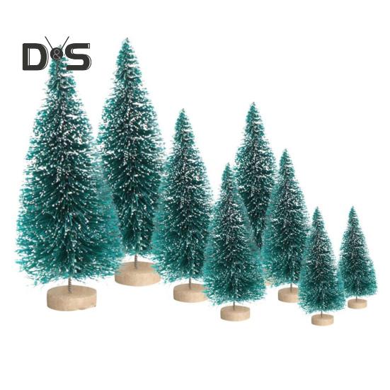 

8 шт. Рождественские елочные украшения, искусственные фигурки из заснеженной сосны, миниатюрные статуэтки рождественской елки для домашнего стола, офиса, украшения зелёный