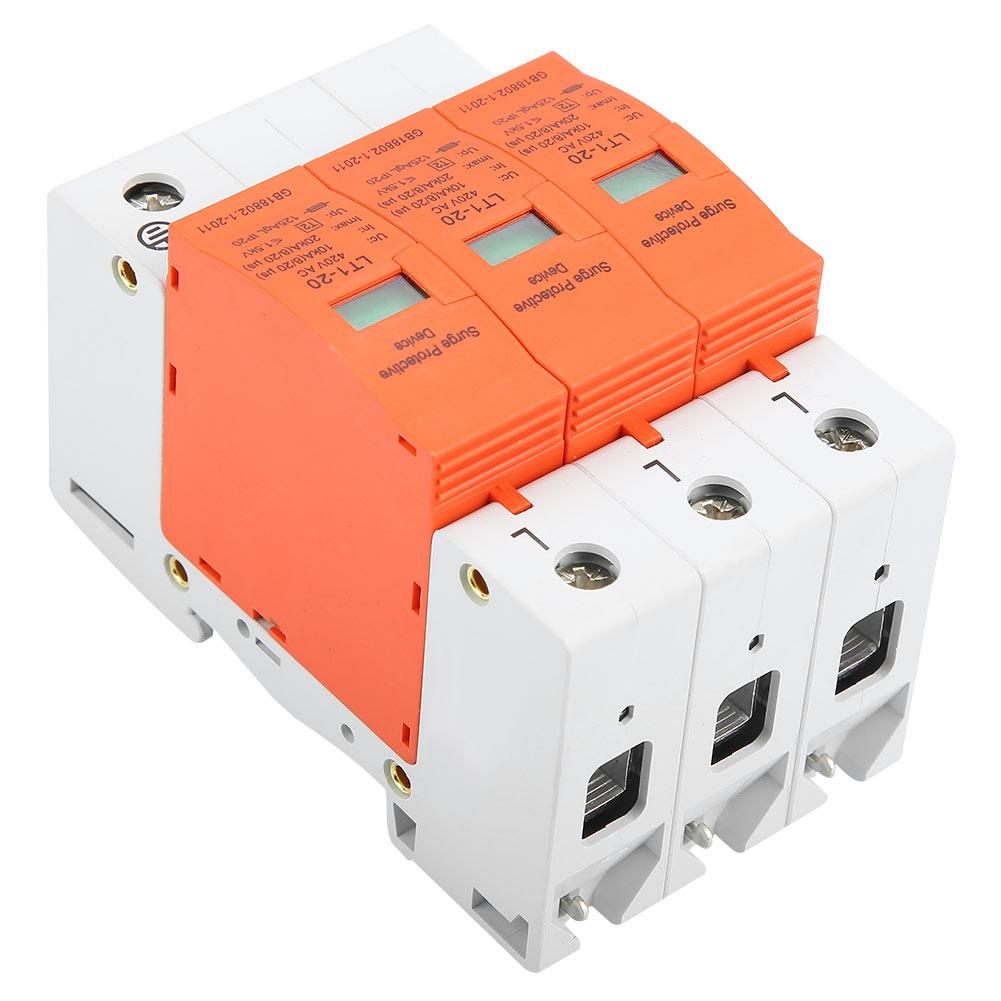3P 10kA 20kA 420V AC House Surge Protective Low voltage Arrester Device