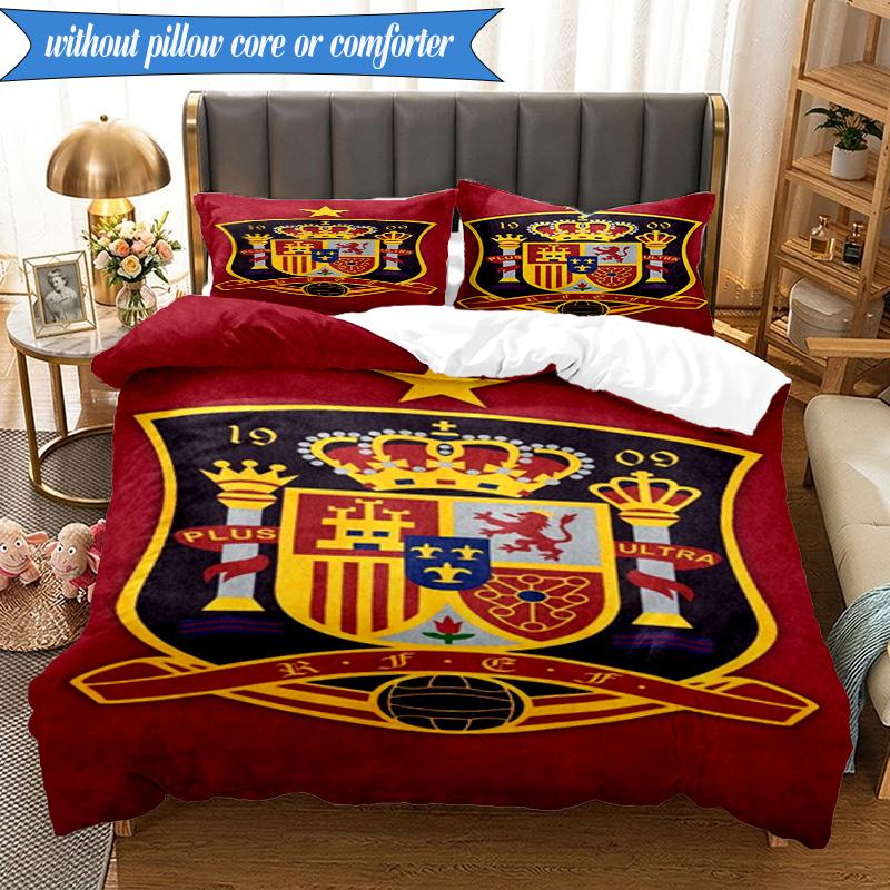 Set Biancheria da Letto 3 Pezzi con Stemma Calcio Spagnolo Gruppo Musicale K-pop, Ideale per Camera da Letto, Dormitorio, Include Copripiumino e 2 Federe, Regali per Fan