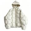 Knitted hooded puff cotton-padded clothes for women's new fake two-piece loose cotton-padded clothes, warm and thickened cotton-padded jacket.