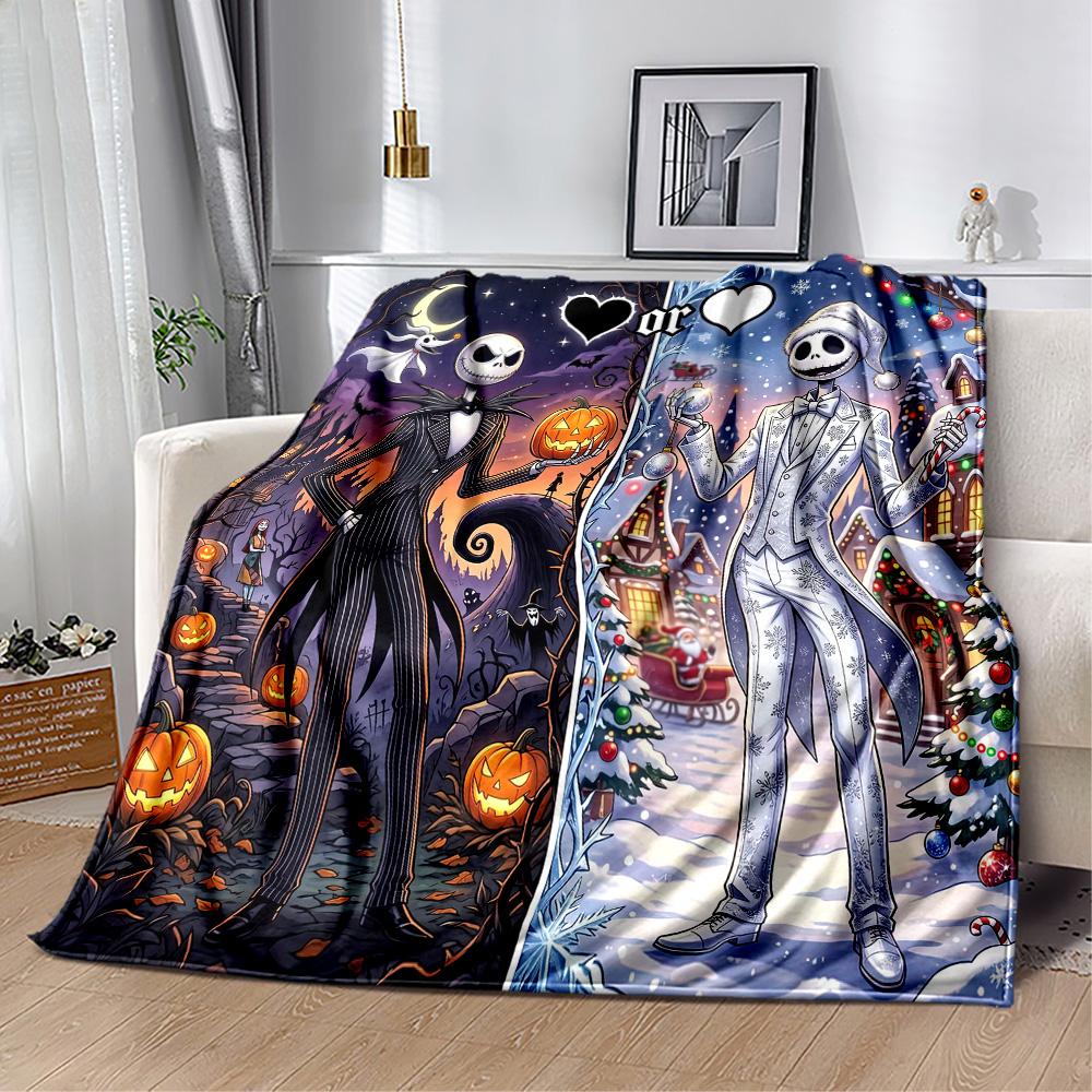 Christmas Nightmare Blanket Comfortable Suitable for Bedding Chair Picnics Four Seasons Universal Stylish Decor Ideal Gift For Birthday Valentine'S Da