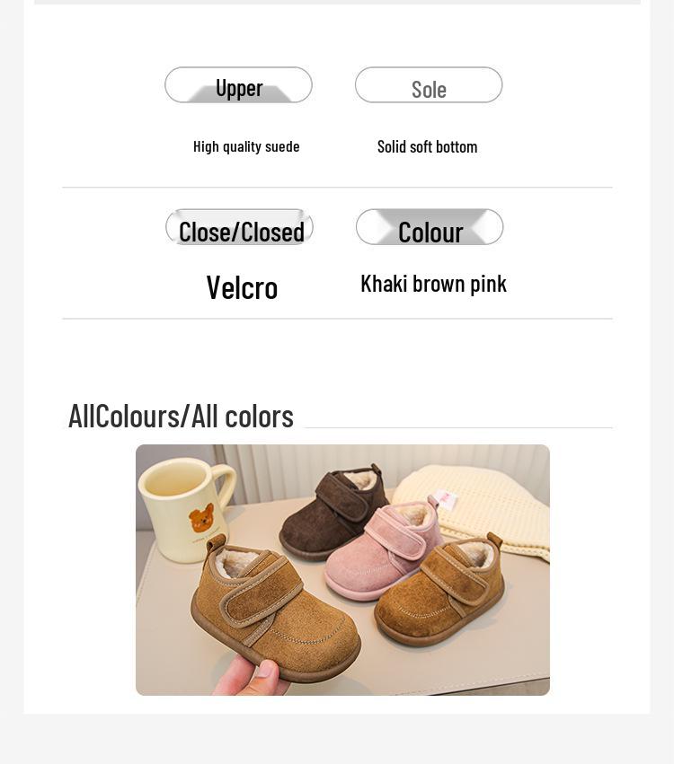 2025 Mädchen Koreanischer Stil Dicke Sohle Plüsch Birkenstock Winterstiefel - Warm, Modisch, Einfarbige Baumwollschuhe für Kinder