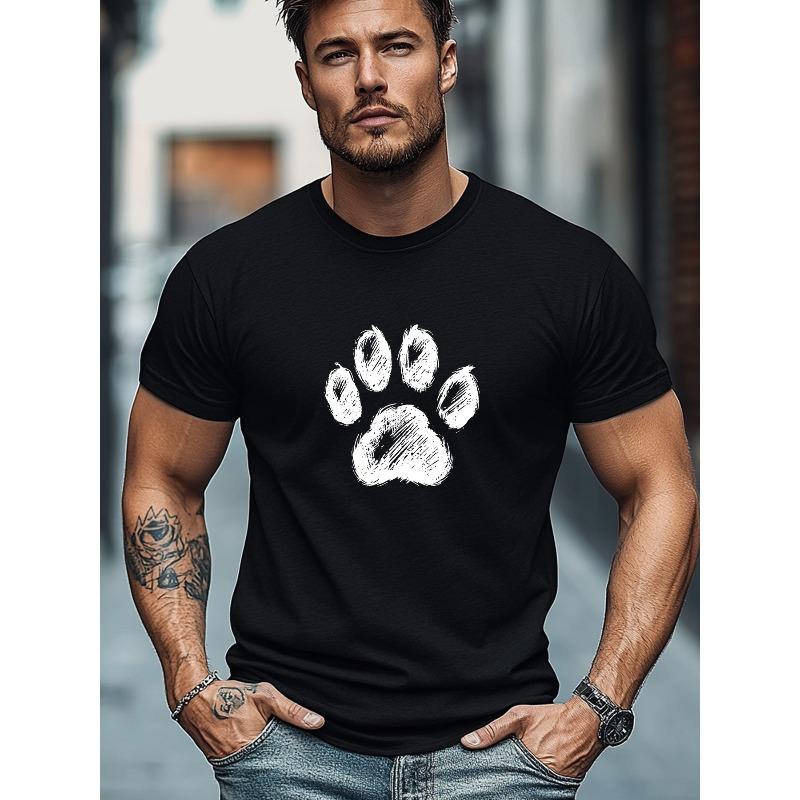 Men'S Paw Print Pattern Summer Casual Short-Sleeve T-Shirt,Soft & Breathable, Fashionable And Versatile