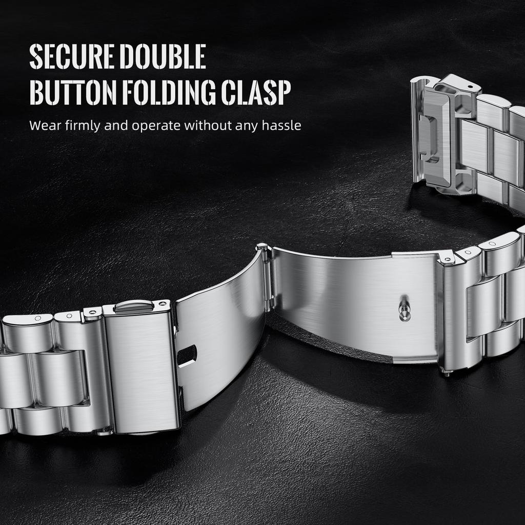 For Garmin Fenix 7/7 Pro/5 Band 3-Bead Stainless Steel Watch Strap