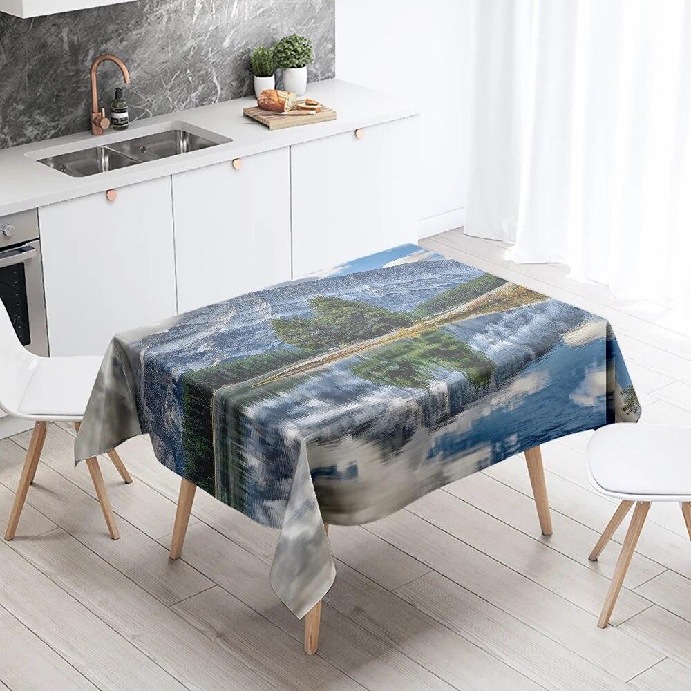 

Природа Пейзаж Скатертина Захід сонця проти плям Водонепроникний прямокутний кухонний обідній стіл Домашній декор 70x70cm