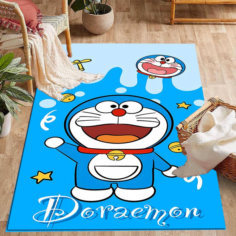Doraemon Heart Adventure Themed Anti-Slip Rugs - Polyester Home Decor, Suitable for Bedrooms, Living Rooms, Doorways, Studios, and Decorations