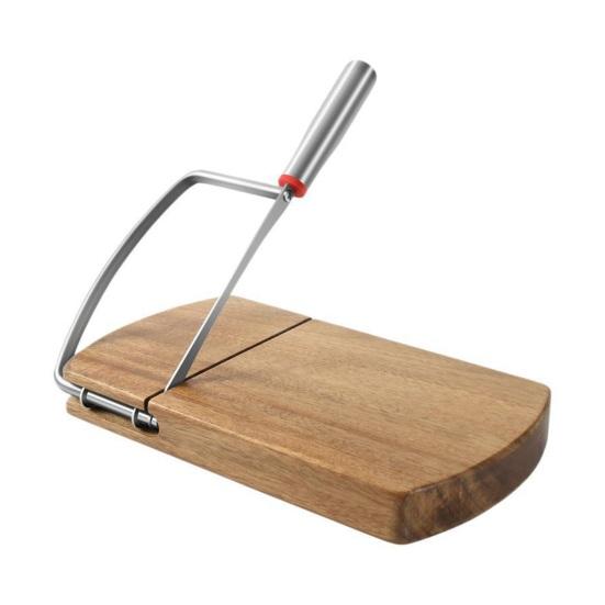 Wood Cheese Slicer with Stainless Steel Wire Adjustable Cheese Butter Cutter