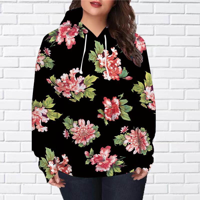Осенняя новинка 3D-печатная цифровая толстовка с принтом в виде цветка пиона и кустарника — фото 2