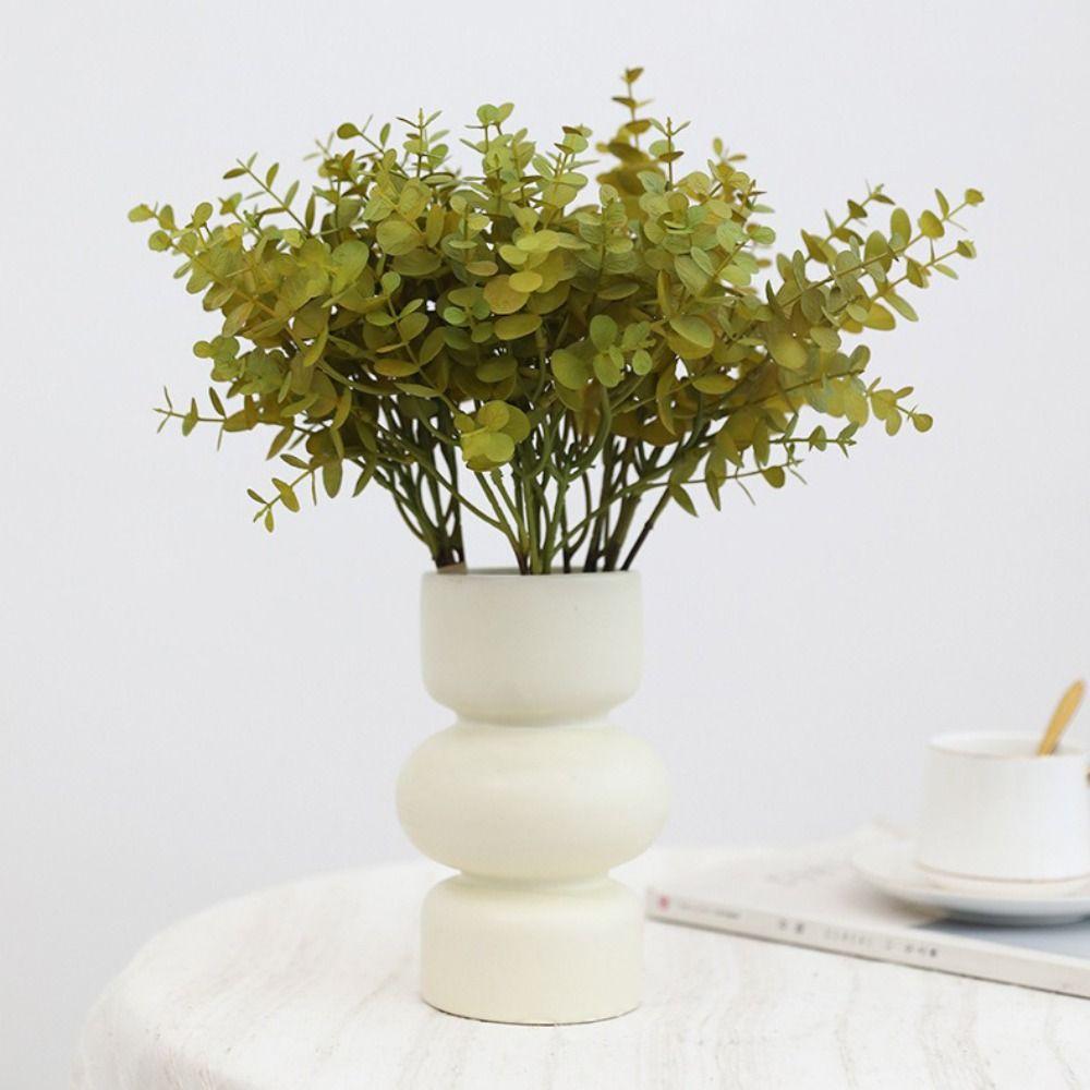 Plastic Material Artificial Eucalyptus Leaves Leaf Stems Fake Flowers Simulated Eucalyptus Flowers 6 Pieces Lot Bouquet Leaves