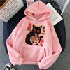 2025 Autumn Jointly Designed Print Japanese Black Cat Chicken Face Mask Hooded Sweatshirt - Environmentally Friendly Material