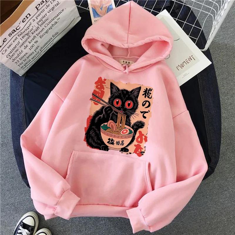 2025 Autumn Jointly Designed Print Japanese Black Cat Chicken Face Mask Hooded Sweatshirt - Environmentally Friendly Material