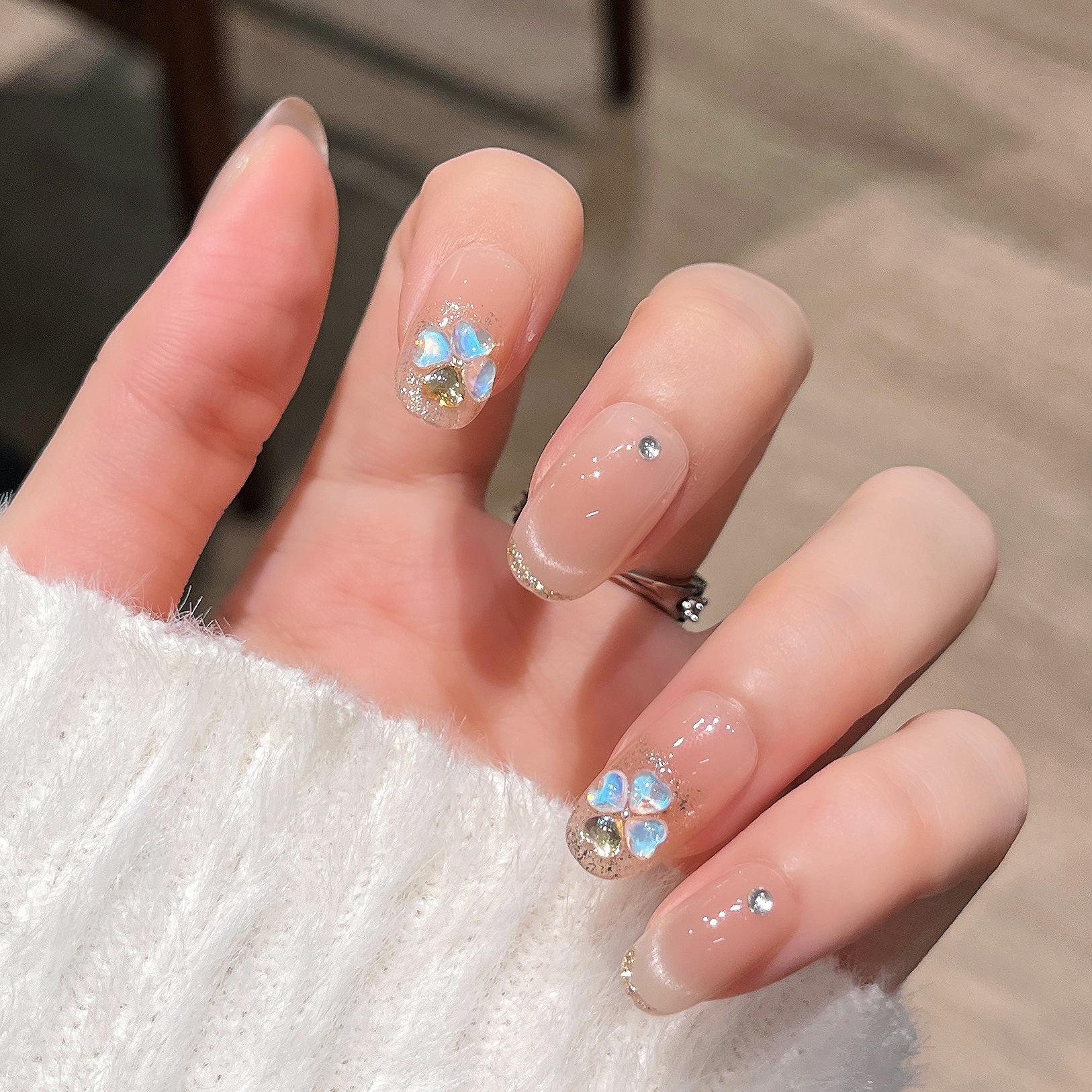 Handmade High-End Short Wearable Nails: Pure Desire Style, Removable Whitening Stickers Bagged XS