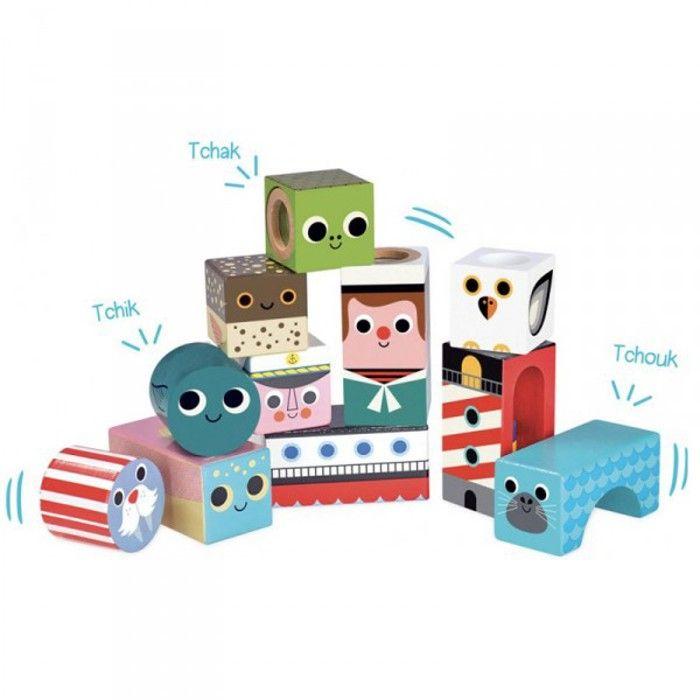 Cubes Sonores De La Mer - VILAC - Ingela P. Arrhenius - Bois - Jeu De Construction
