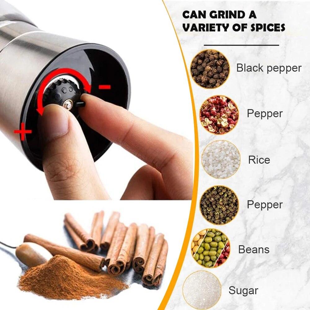 Stainless Steel Mill Pepper/Salt/Spice Grinder Kitchen Supplies Spices Glass Storage Container Pepper Mill Kitchen Gadgets Tools
