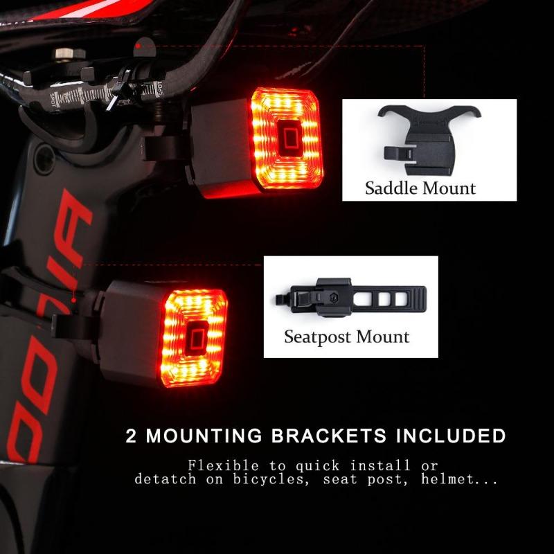 1PC Smart Bicycle Zadní svítilna Auto On/Off Stop Signál Brzda Silniční kolo LED Zadní světlo USB nabíjení MTB Cyklistika Bezpečnostní záblesková svítilna