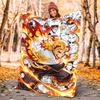 Rengoku Kyoujurou Flannel Blanket Soft Warm All-Season Throw, Design for Camping, Car Travel, Hiking Sofa, Bed, Office Perfect Gift for Parties