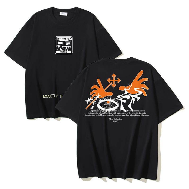 1186 Off-White 2025 Summer New Devil Hand Eye Pattern Printed Short Sleeved T-shirt for Men and Women