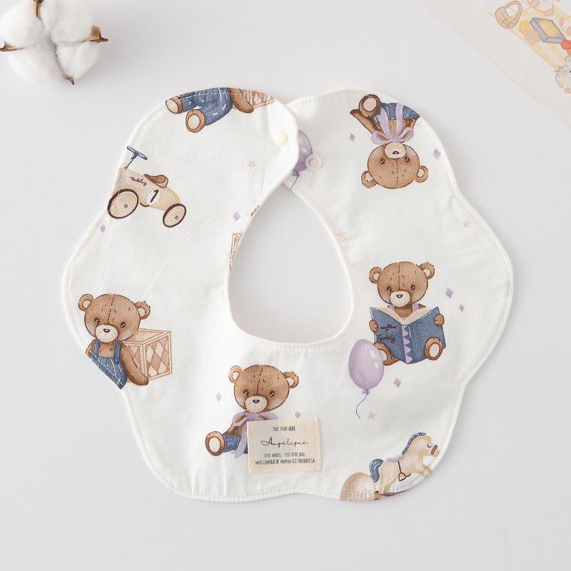 Lätzchen im koreanischen Stil aus 100% Baumwolle für Babys, 6-lagige Mullwindeln mit niedlichen Hasen- und Bärenohren
