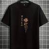 Summer Unisexs Adult American Style Rose Flower Print Cotton Breathable Shortsleeved Simple Tshirt Loose And Comfortable