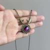Retro Animal Charm Necklace With Colored Crystals And Copper Finish For Ladies