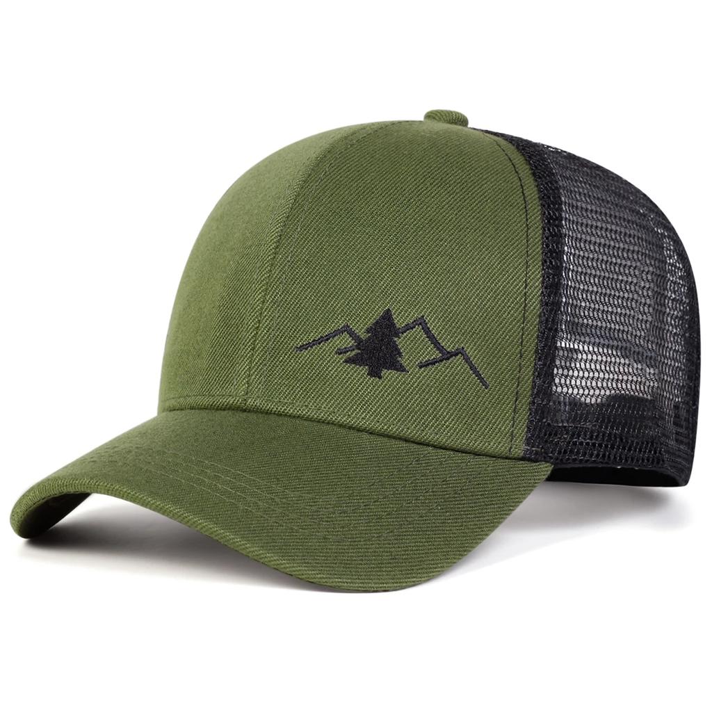 Unisex Mountain Trees Embroidery Baseball Net Caps Spring and Summer Outdoor Adjustable Casual Hats Sunscreen Hat Sports Cap