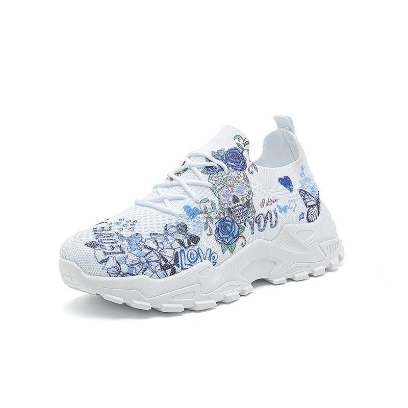 Labelled Non-slip Fashion Printed Ventilation Hole Sports and Leisure Single Shoes New Lace-up Soft Sole