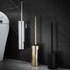 Modern Wall Hung Mounted 304 Stainless Steel Golden Round Toilet Brush Holder Set Gold Black Gun Grey Chrome