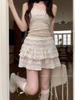 Women's White Lace Puffy Mini Skirt - High-Waisted A-Line Ballet Style, Summer 2026 Collection.