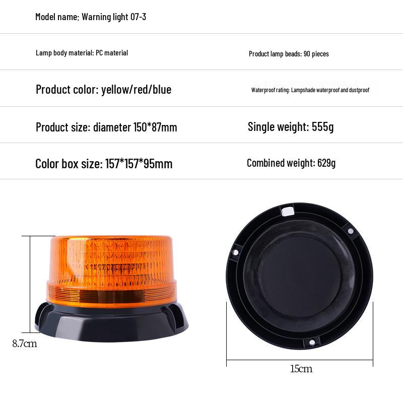 Magnetic Mount LED Strobe Light - High Brightness Yellow Flash for Forklift Truck Ceiling