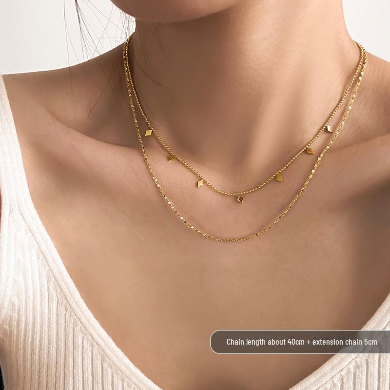 

Модное женское ожерелье из титановой стали 2025 года: Роскошная, устойчивая к выцветанию, универсальная цепочка на ключицу, идеально подходит для свитеров.