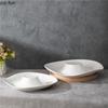 Pure White Irregular Ceramic Dessert Plate Restaurant Thick Soup Plate Pasta Salad Plate Molecular Cuisine Specialty Tableware