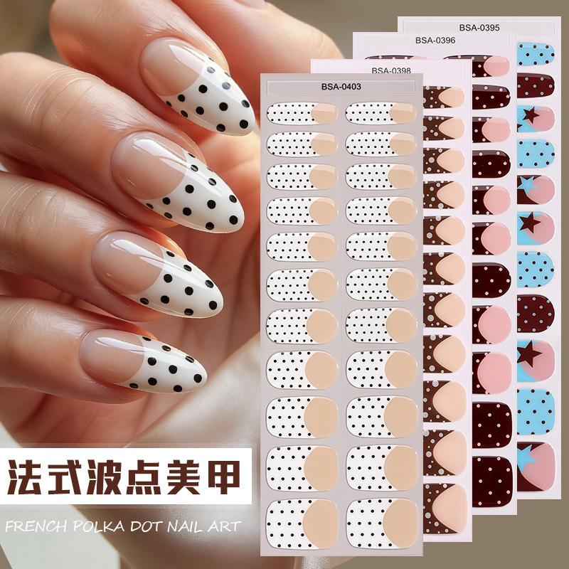 Gel nail sticker waterproof French polka dot gradual change no bake gel nail sticker GEL NAIL