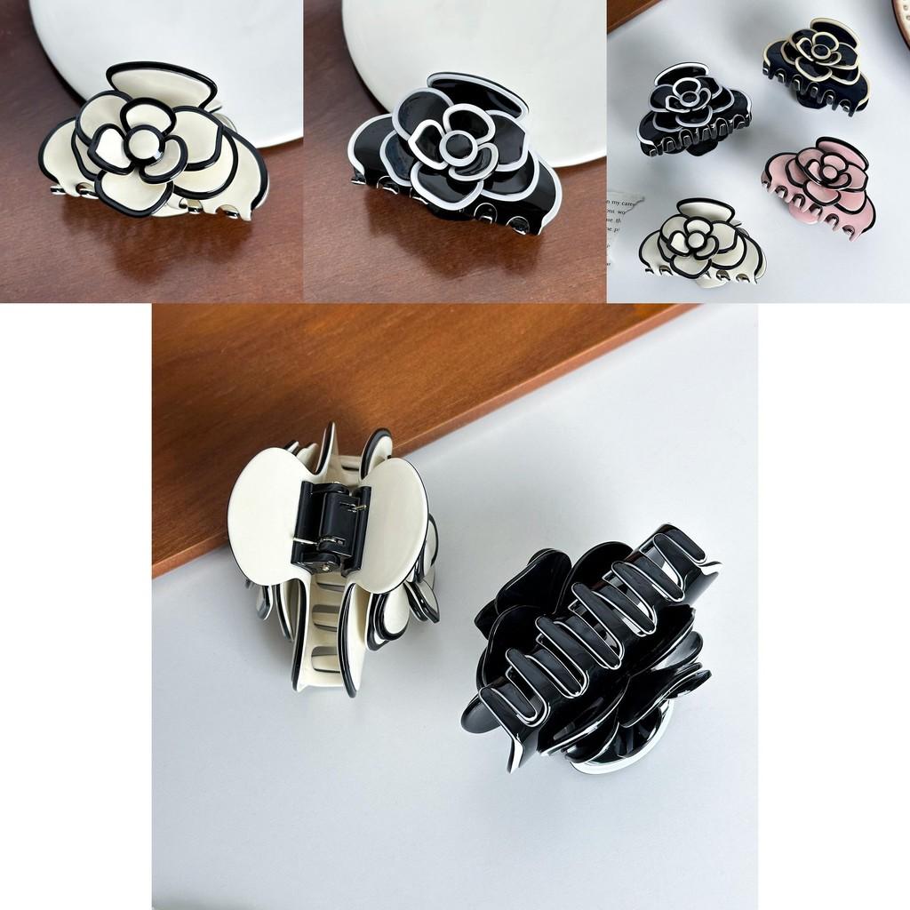 Stylish Medium Size Acetate Hair Clip Featuring Delicate Camellia Flower For Fashionable Women