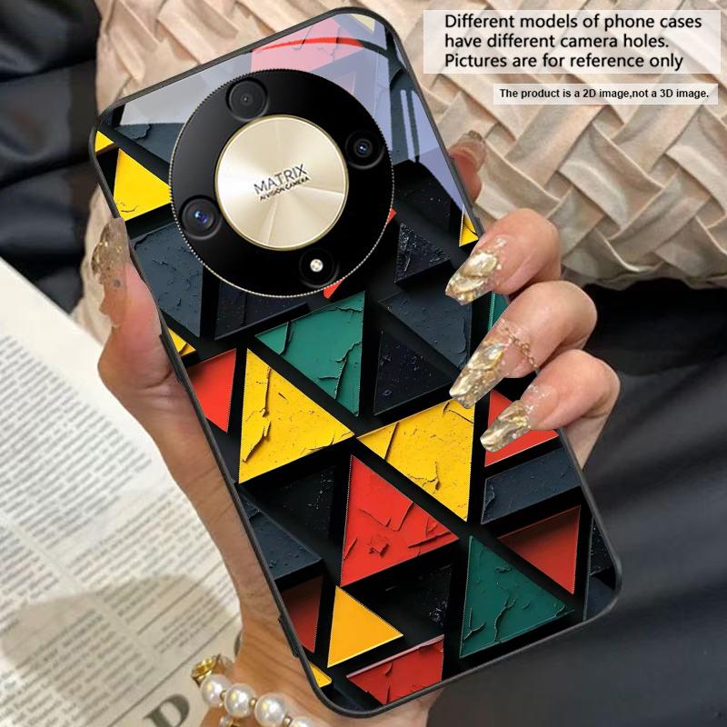 Geometric Form Structure For Honor 50 70 30 90 200 X5 X5b Plus X6 8 4G 9 X9c Smart 30 Max  Magic 4 5 Pro 7 Lite Glass Phone Case