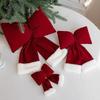 Velvet Red Christmas Bow Knot Hanging Ornaments DIY Xmas Tree Decorations Holiday Home Party Baubles Pendant