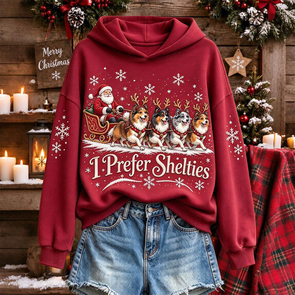 Women's Casual Hooded Sweatshirt with Christmas Letter A Print for Holiday and Everyday Wear