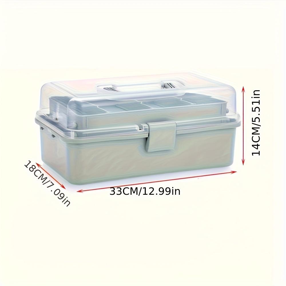 3-stufige verstellbare faltbare Bastel-Organizer-Box - Robuste Kunststoffaufbewahrung mit transparentem Deckel für Kunstbedarf, Werkzeuge, Medikamente, Nähen & Malen