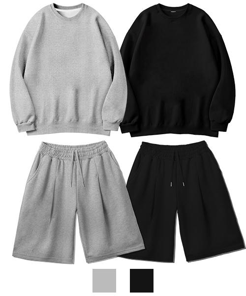 REBRENNER Standard Sweatshirt + Single-Pleat Shorts Set Up (Type A)