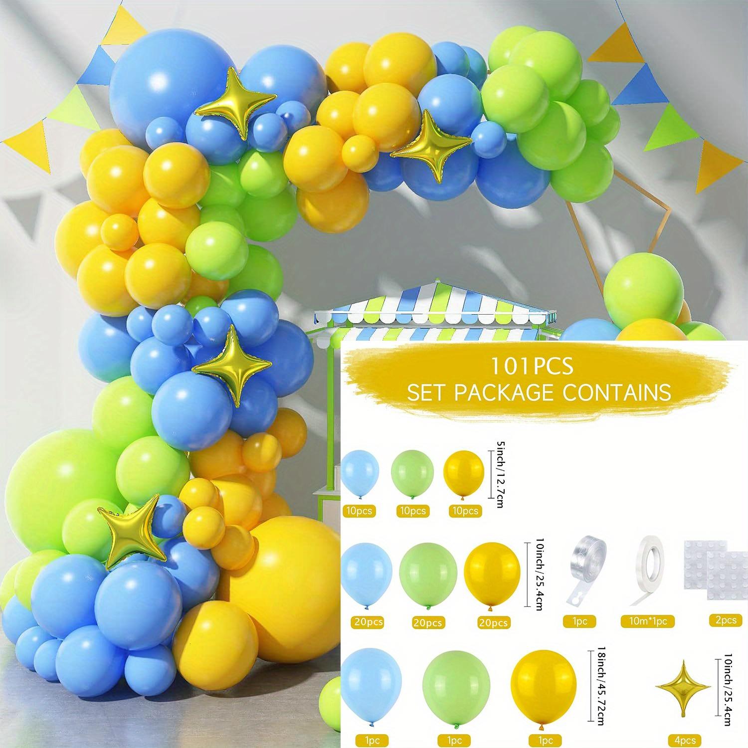 

101pcs turquoise lemon Yellow Balloon garland set Gold Square Star balloon suitable for summer party birthday party decoration Other